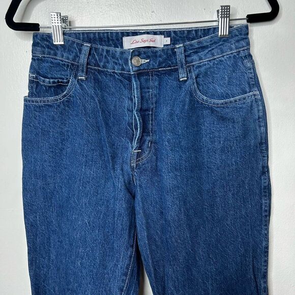 Lisa Says Gah! 100% Cotton Button Fly Cropped Straight Leg Jeans Size 6 - Picture 3 of 13